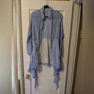 Free People Blue Patterned Mini Dress